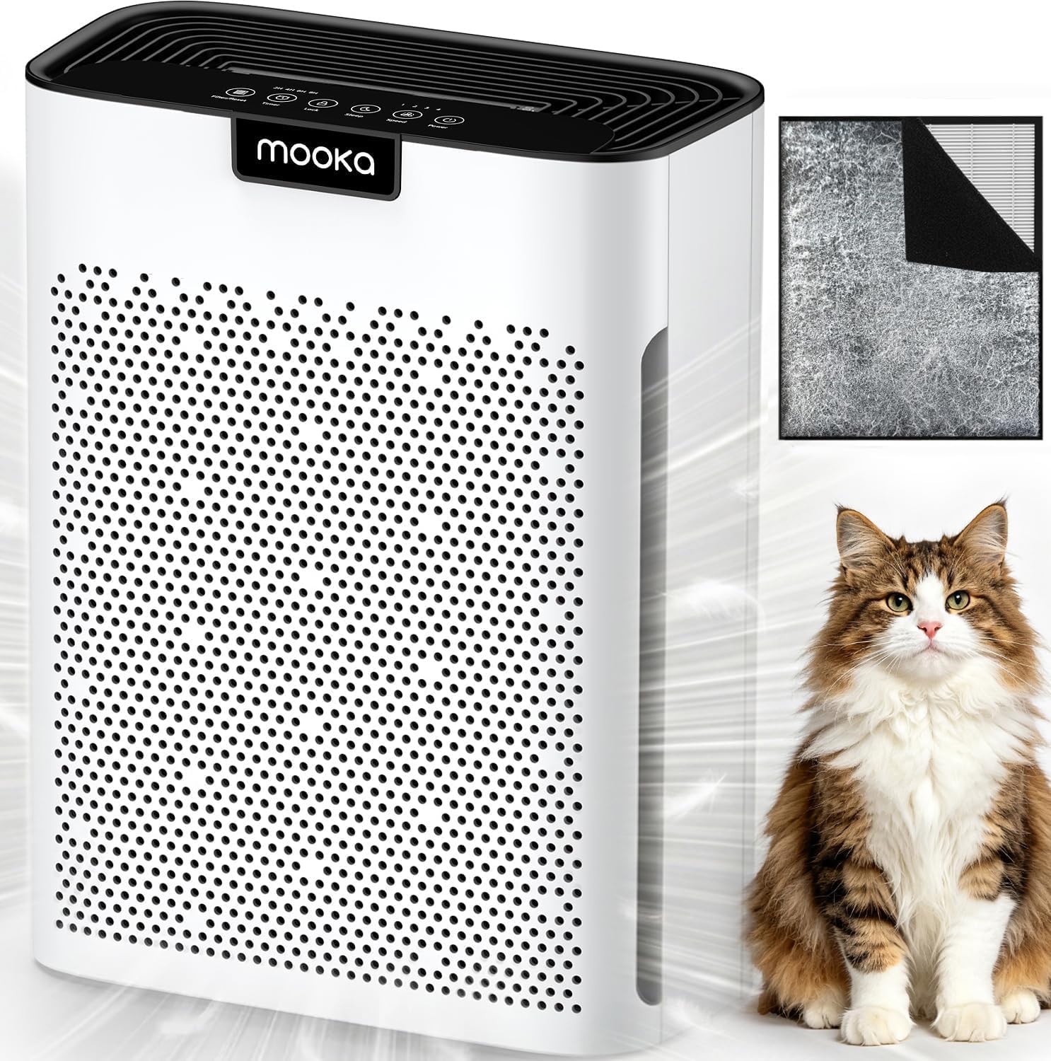 MOOKA large-room H13 HEPA air purifier in white